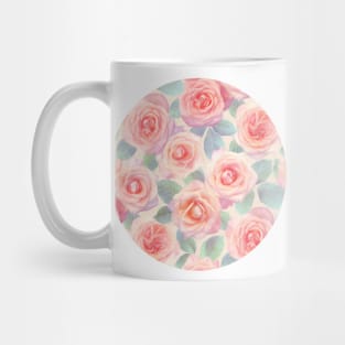 Oversized Opal Pink and Peach Painted Roses Mug